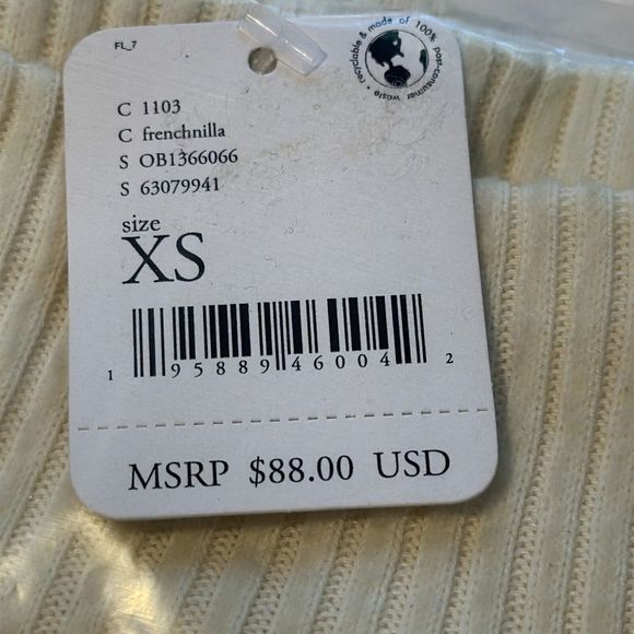 Free People Women's Ivory Knitted Mock Neck Pullover She's a Keeper Top Size XS - Picture 9 of 9